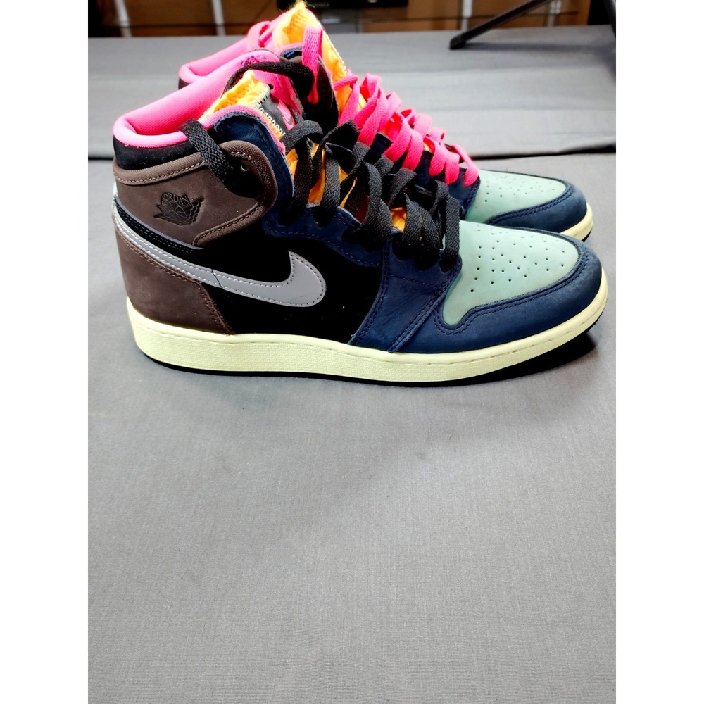 EUC-Air Jordan 1 Mid SE 575441‑201 Youth 6/WM 7.5 Armory Navy Archaeo Brown Pink
